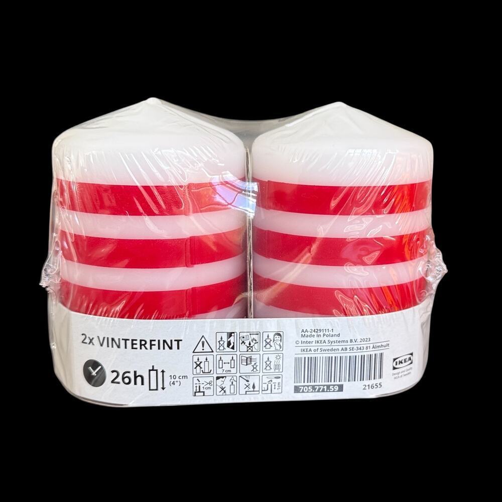 IKEA VINTERFINT Unscented Stripe 4" Pillar Candle